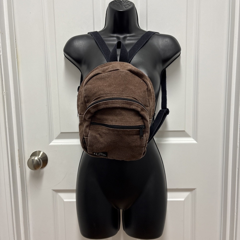 Hempmania Brown Small 3 Zip‎ Adjustable Backpack